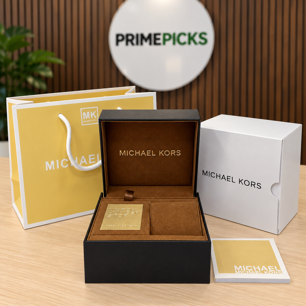Large black Michael Kors OG presentation box in PrimePicks office