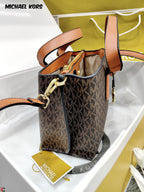 Michael Kors Emma Brown Signature handbag side view