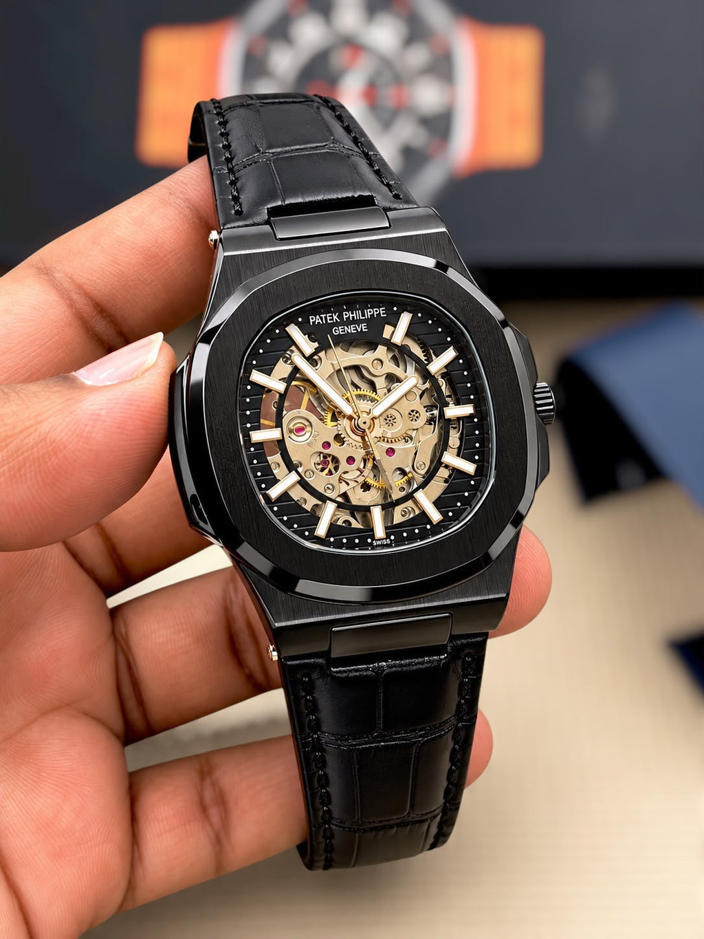 Patek Philippe Nautilus-inspired automatic skeleton watch - Full Black - supplier photo