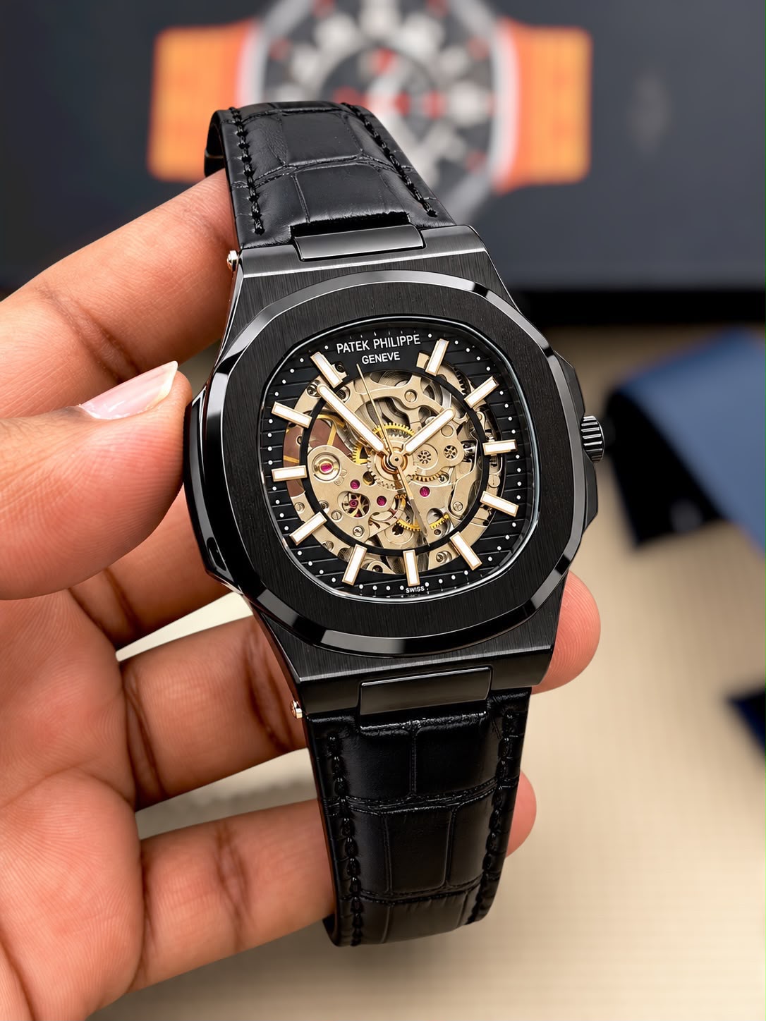 Patek Philippe Nautilus-inspired automatic skeleton watch - Full Black - supplier photo