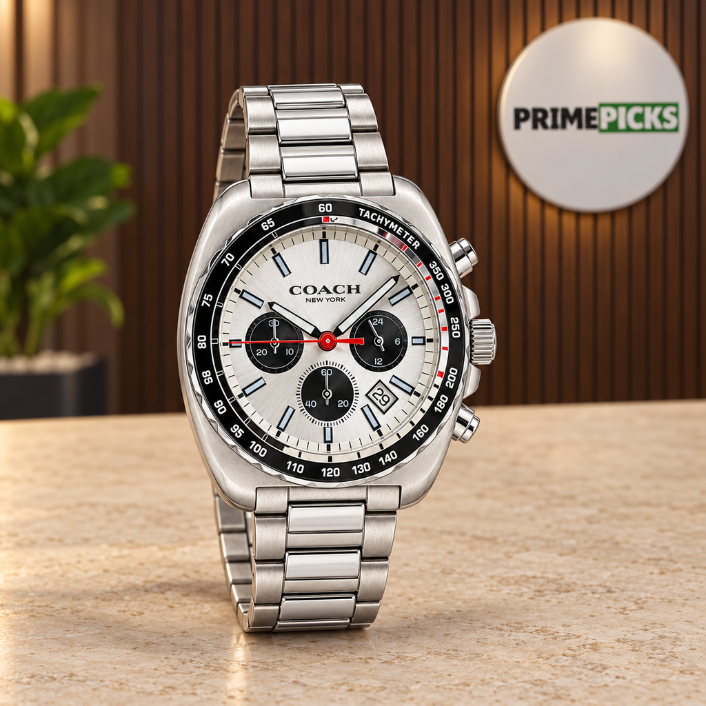 Coach Charter 14602738 silver dial watch in PrimePicks office setting