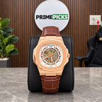 Patek Philippe Nautilus-inspired automatic skeleton watch - Rose Gold White - PrimePicks office