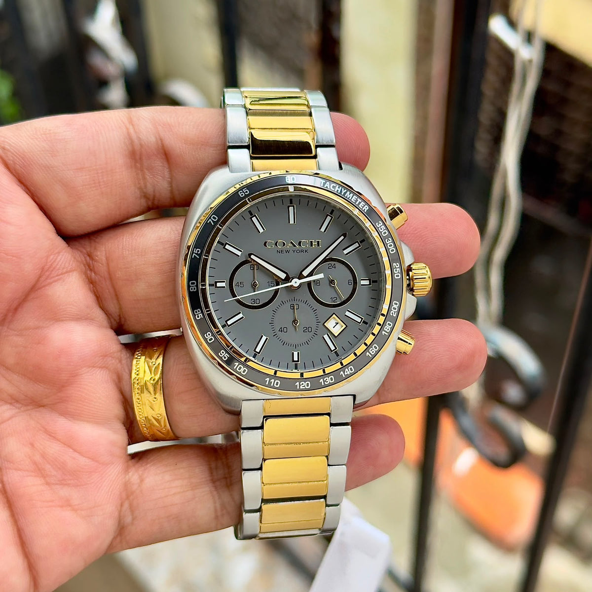 Coach Charter 14602738 two-tone grey dial watch product photo