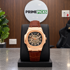Patek Philippe Nautilus-inspired automatic skeleton watch - Rose Gold Black - PrimePicks office