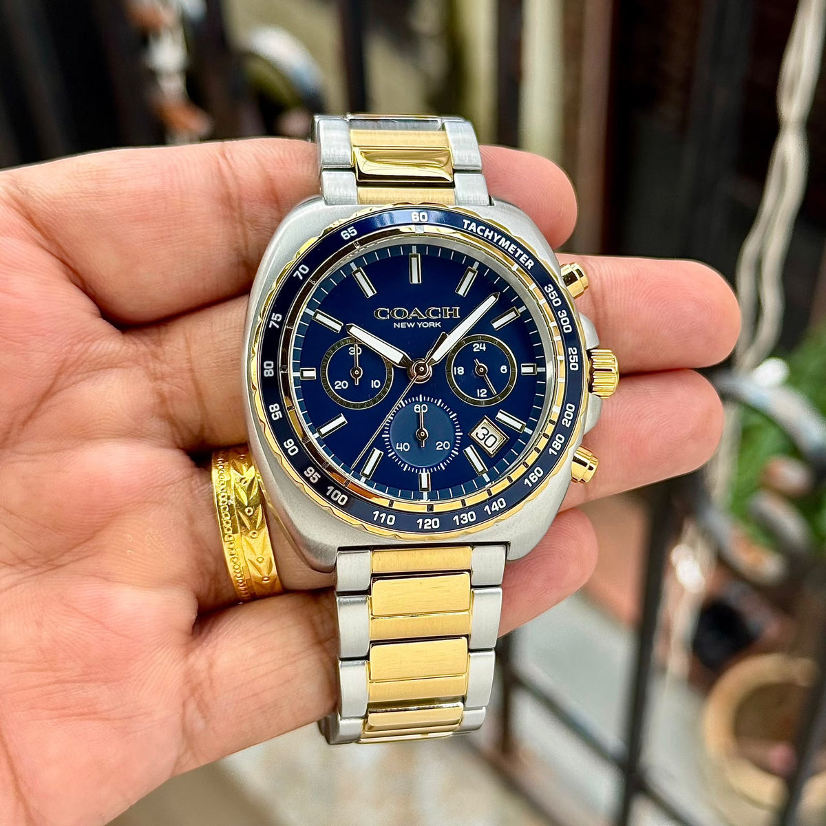 Coach Charter 14602738 two-tone blue dial watch product photo