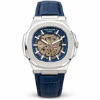 Patek Philippe Nautilus-inspired automatic skeleton watch - Steel Blue - white background