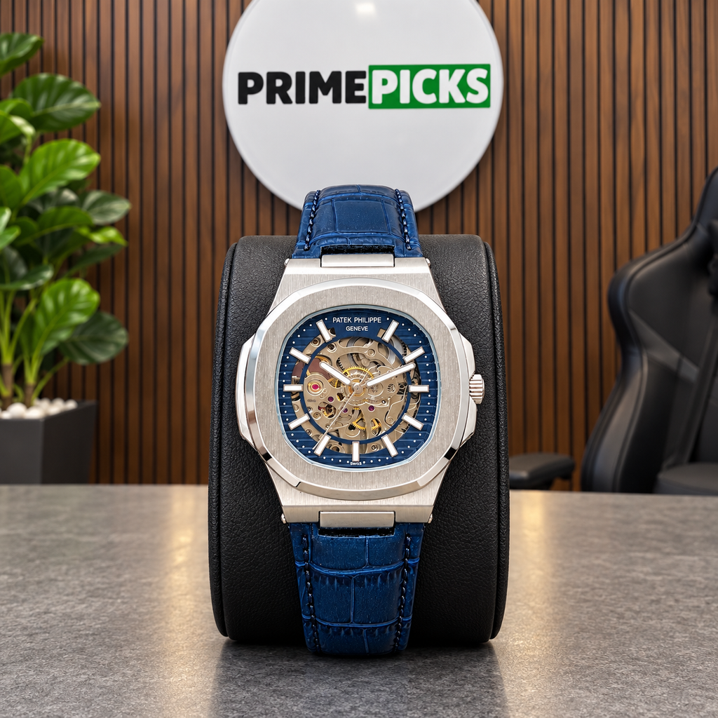 Patek Philippe Nautilus-inspired automatic skeleton watch - Steel Blue - PrimePicks office