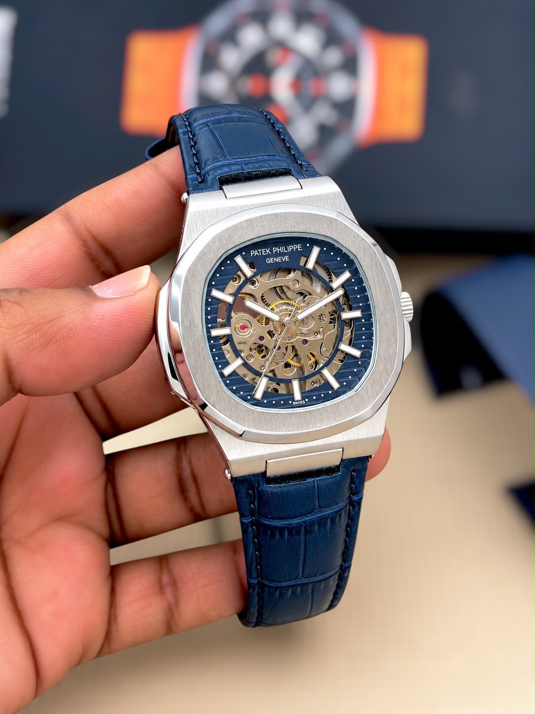 Patek Philippe Nautilus-inspired automatic skeleton watch - Steel Blue - supplier photo