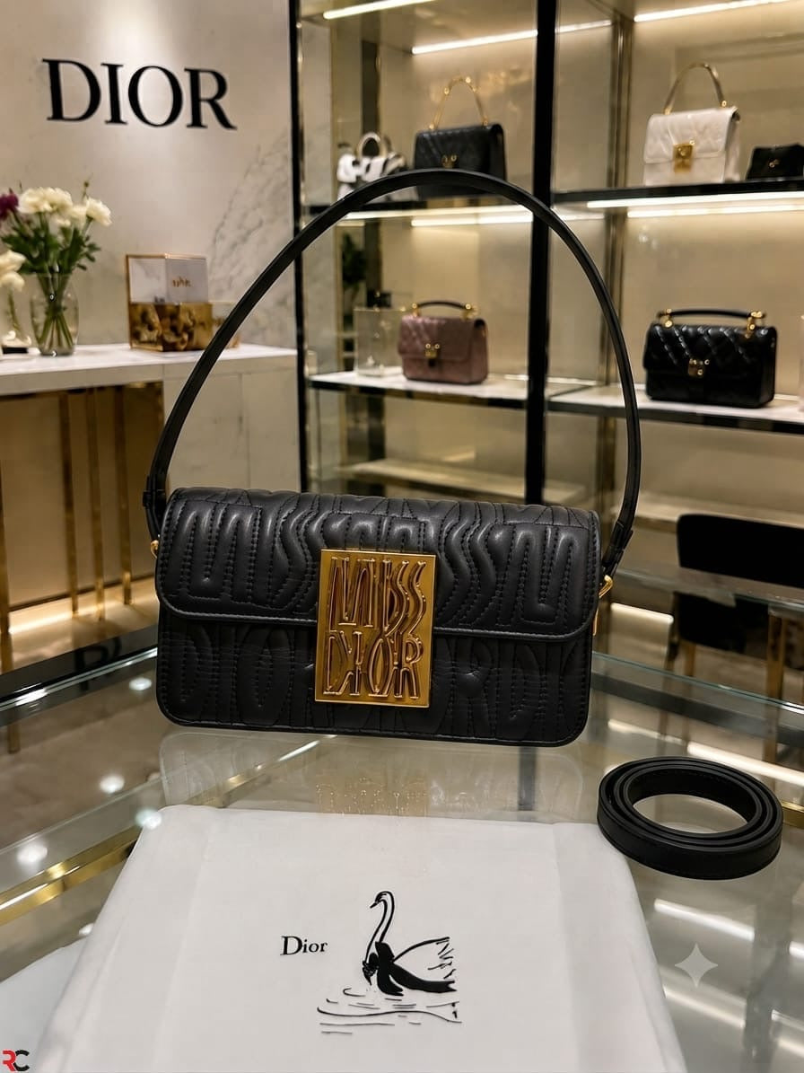 Christian Dior Flap Embossed Logo Shoulder Bag