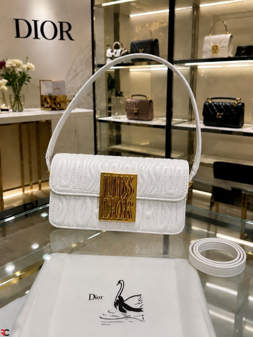 Christian Dior Flap Embossed Logo Shoulder Bag