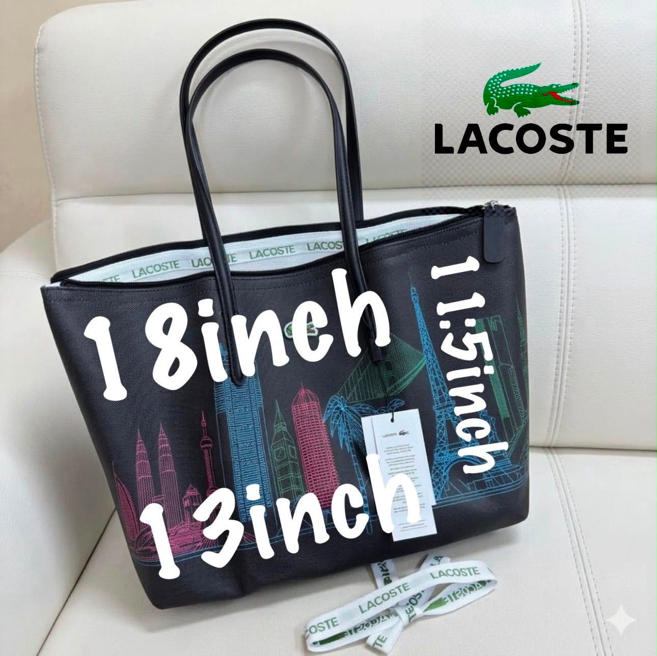 Lacoste Large Zip Tote Bag