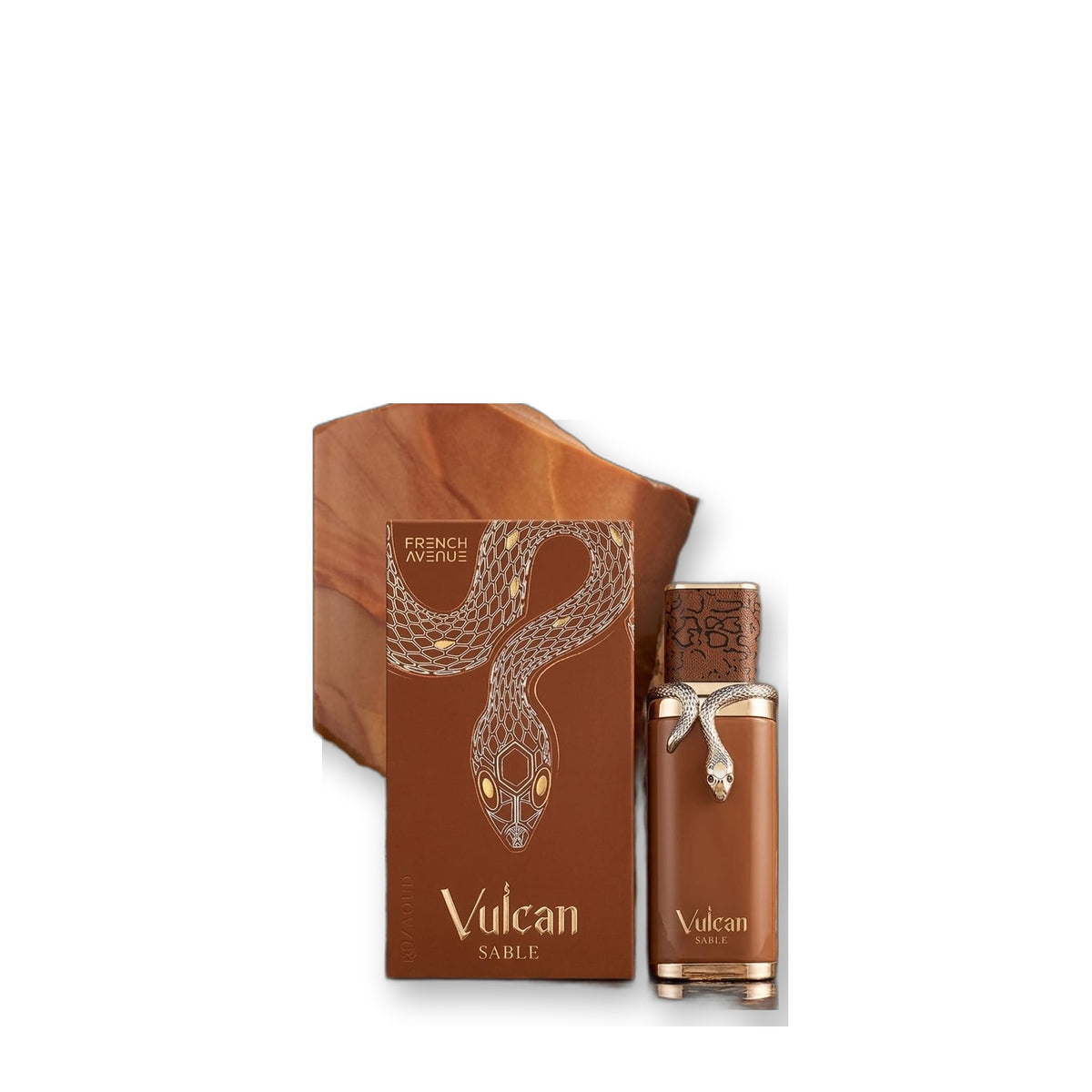 French Avenue Vulcan Sable Eau de Parfum on white background