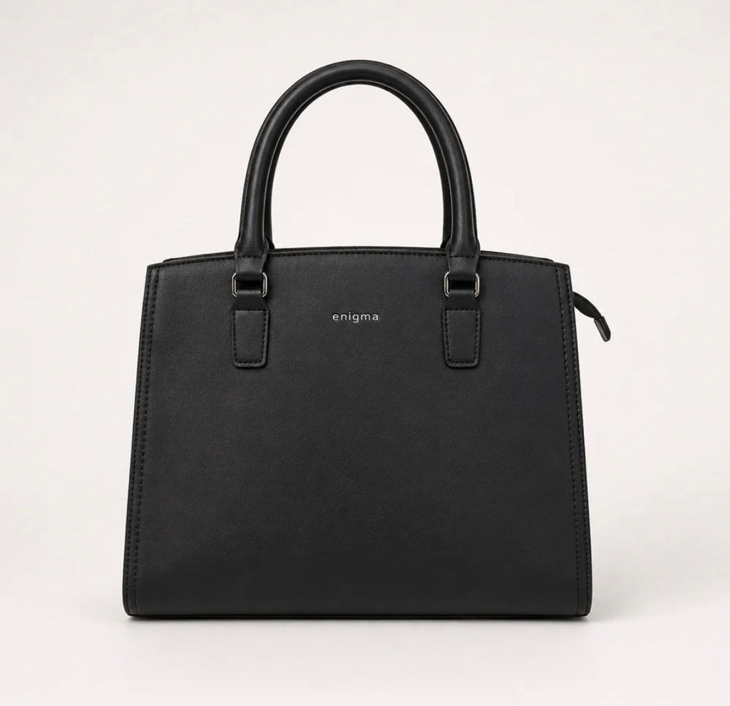 Black Enigma Fabric Texture Handbag
