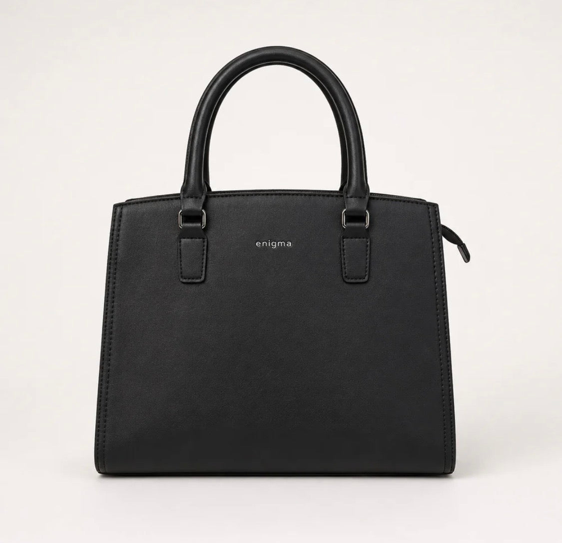 Black Enigma Fabric Texture Handbag