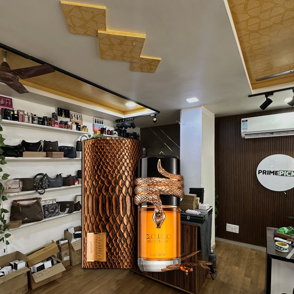 Lattafa Musamam – Amber Bottle at PrimePicks office