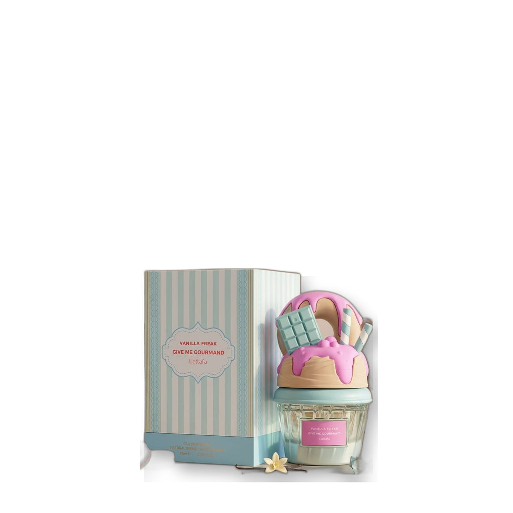 Lattafa Give Me Gourmand Vanilla Freak Eau de Parfum 75 ml on white background