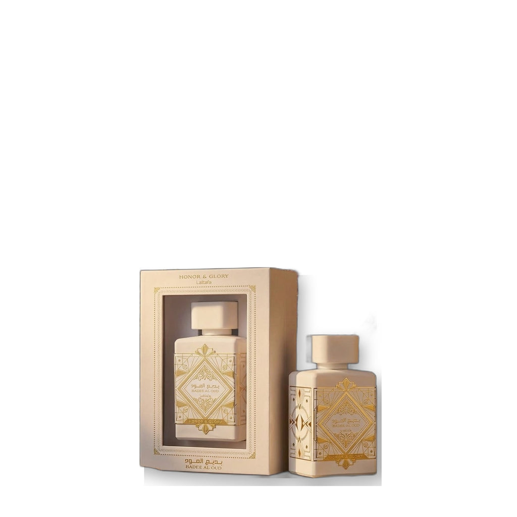 Lattafa Badee Al Oud Honor & Glory Eau de Parfum on white background