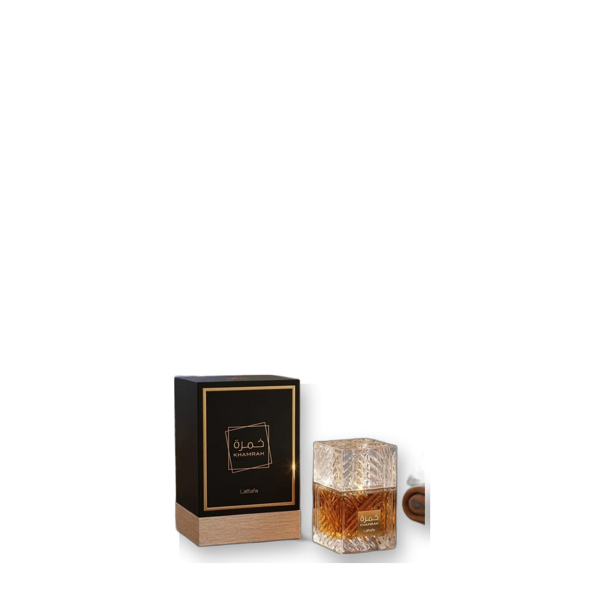 Lattafa Khamrah Eau de Parfum 100 ml on white background