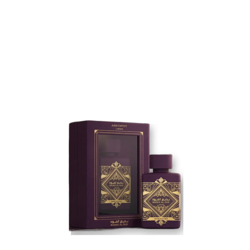 Lattafa Badee Al Oud Amethyst Eau de Parfum on white background