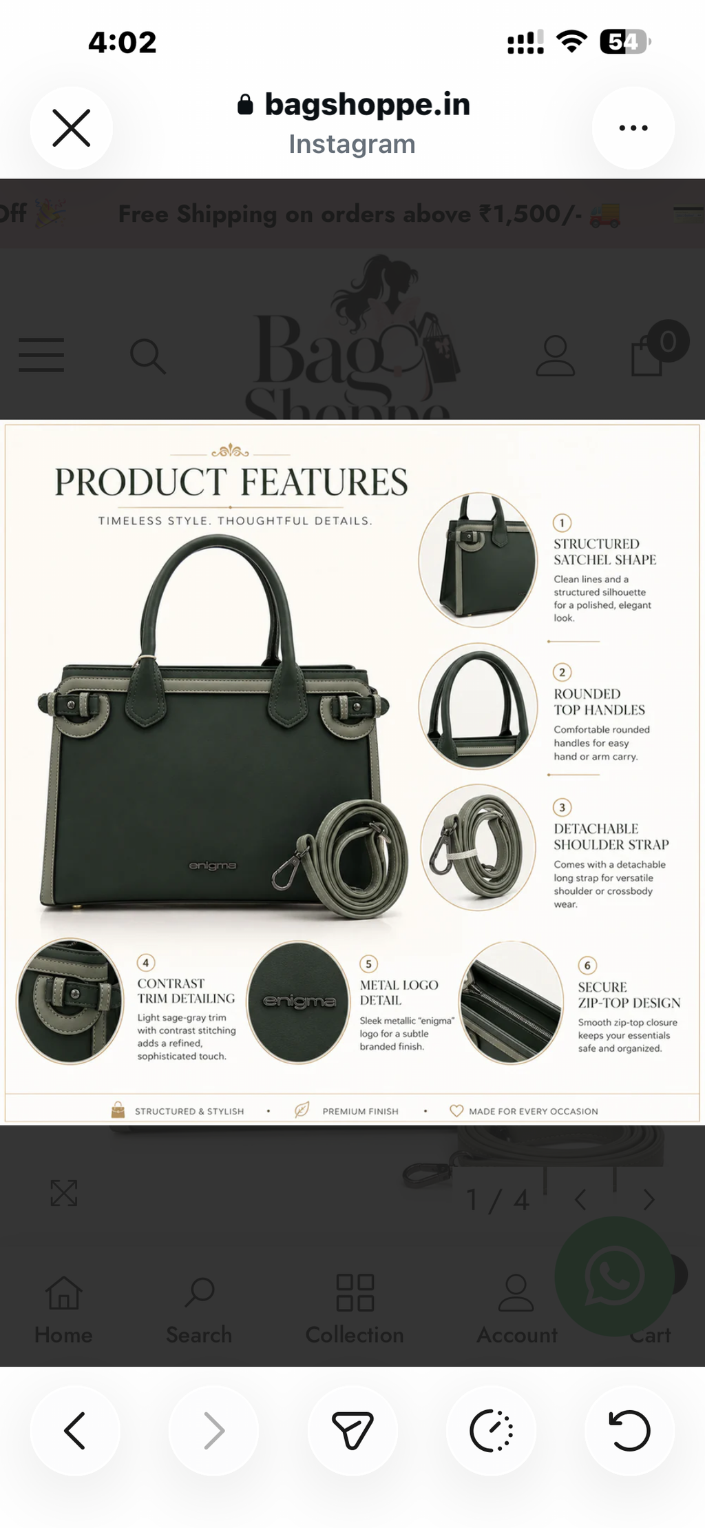 Green Enigma Two-Tone Satchel