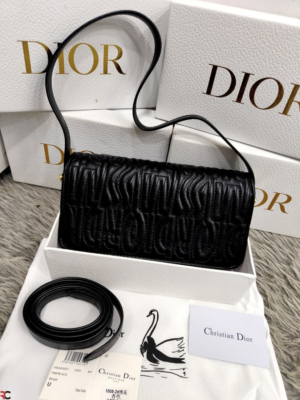 Christian Dior Flap Embossed Logo Shoulder Bag