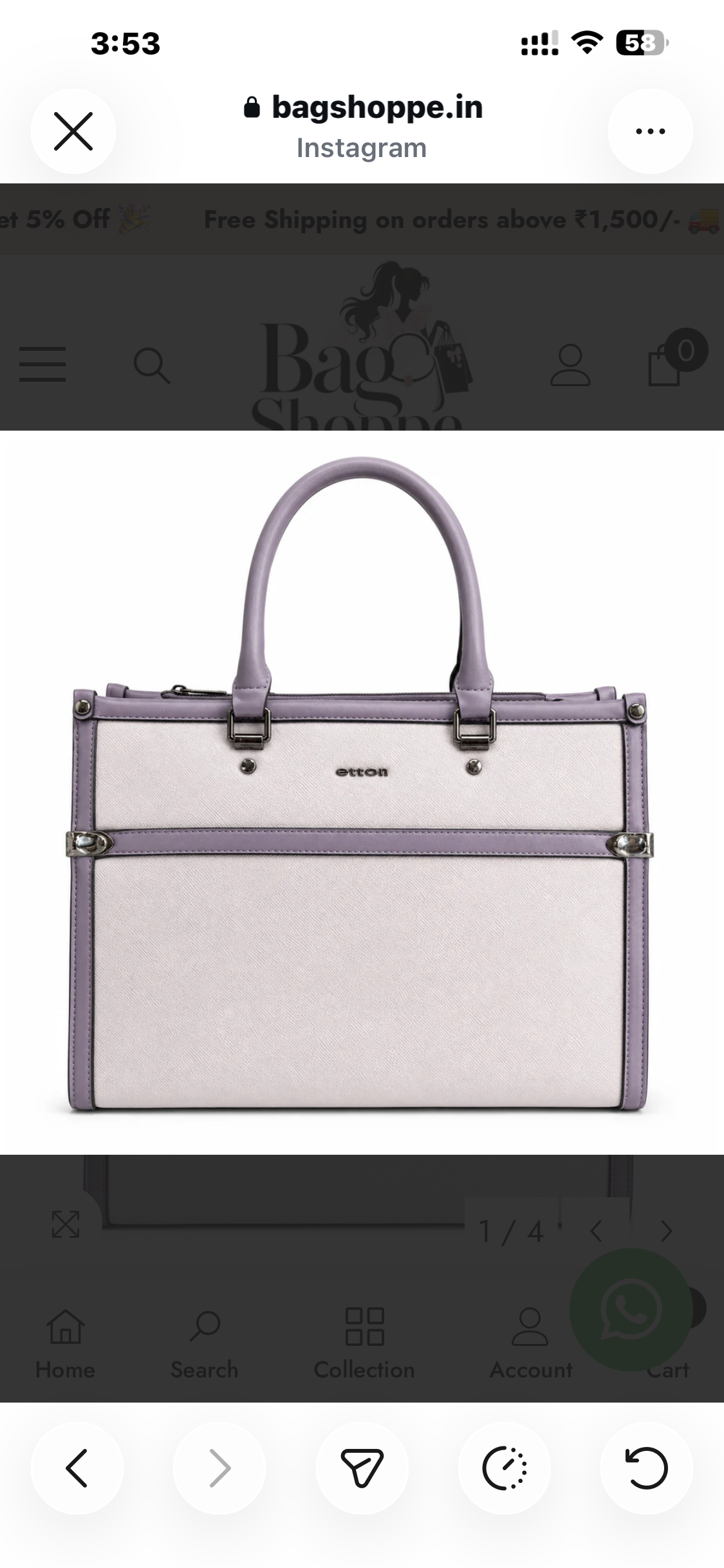Purple Big Size Handbag