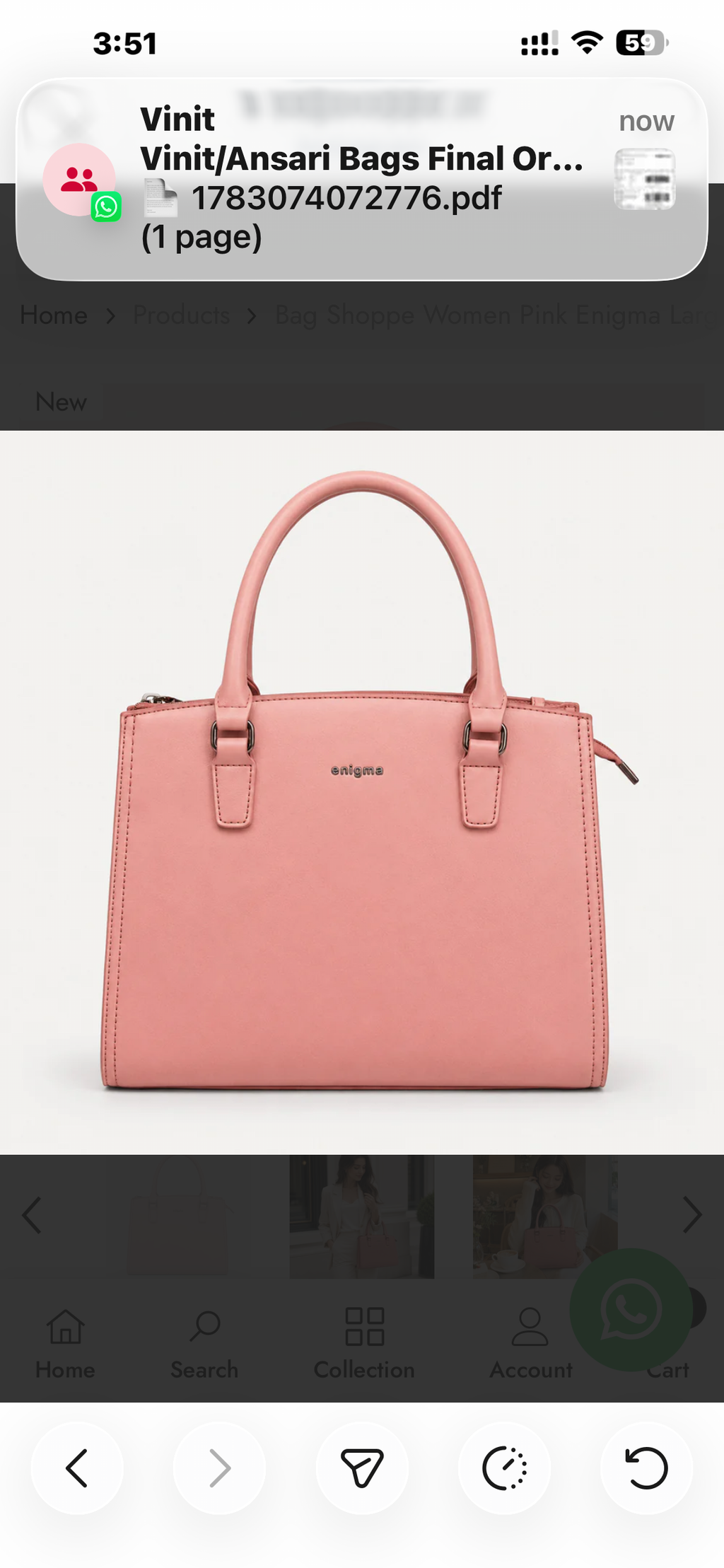 Pink Enigma Large Structured Handbag