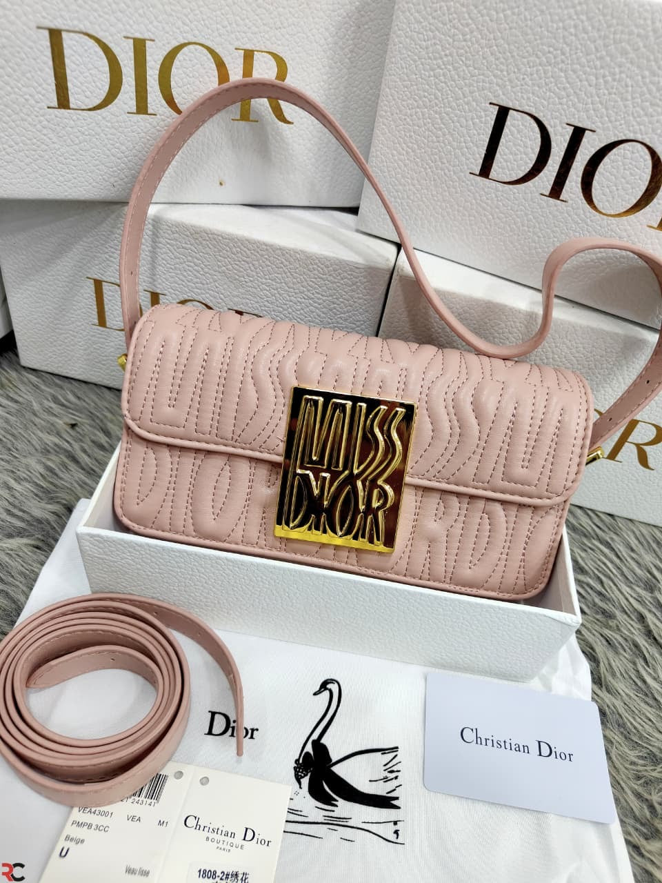 Christian Dior Flap Embossed Logo Shoulder Bag