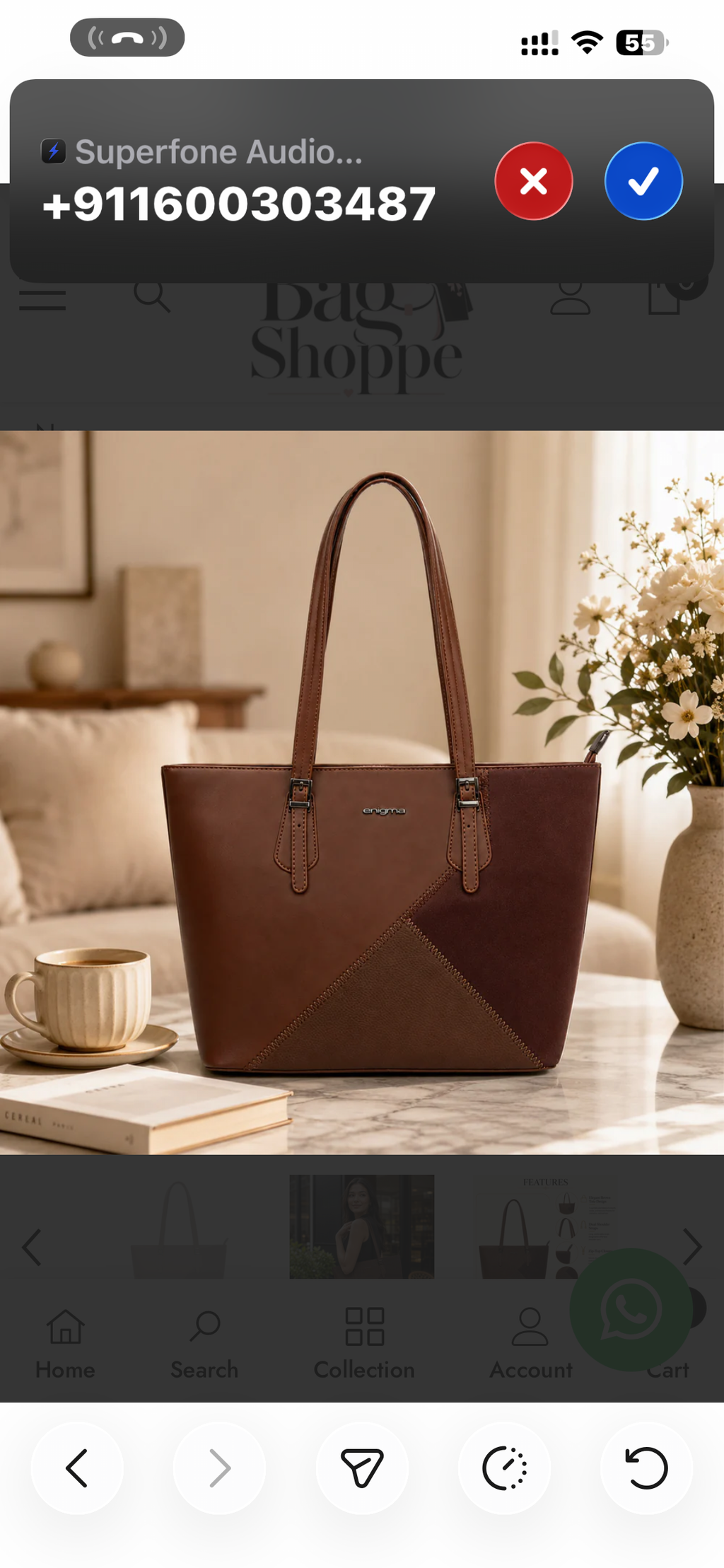 Brown Enigma Dual-Panel Handbag