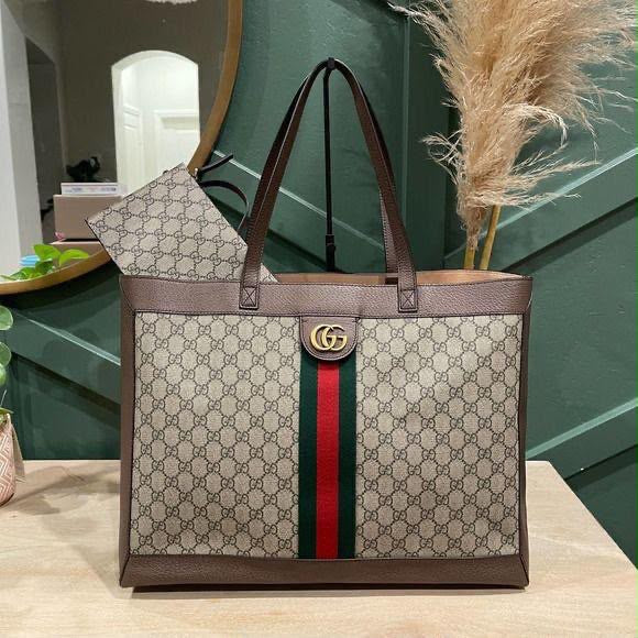 Gucci GG Supreme Ophidia Tote Bag With Pouch