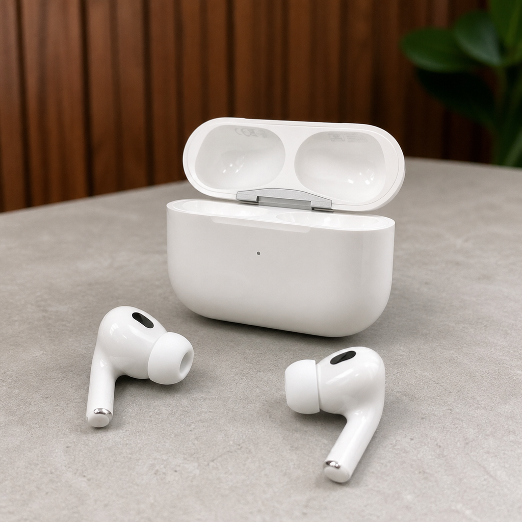 PrimePicks wireless earbuds and open charging case — hero view