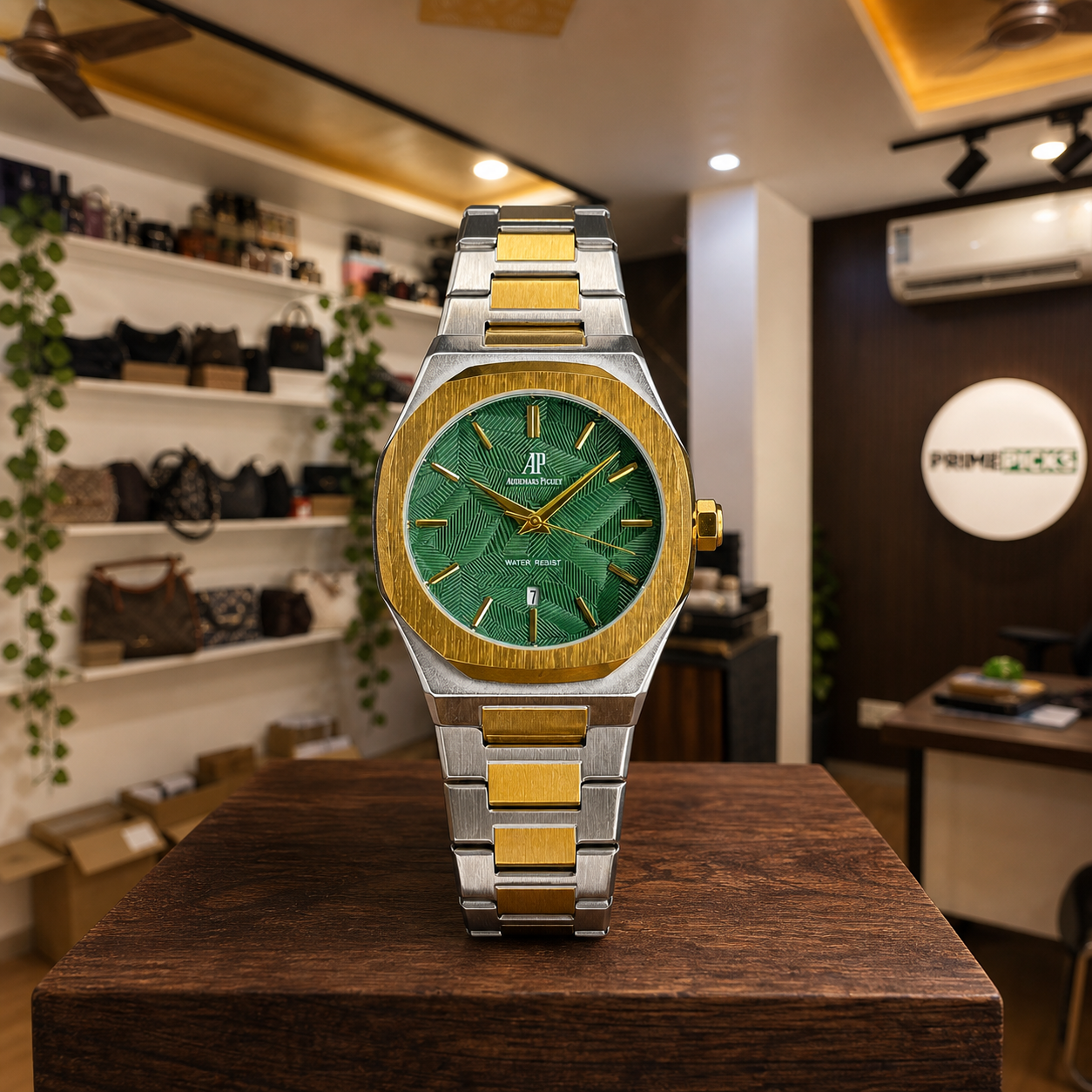 Audemars Piguet Royal Oak green dial watch in Primepicks boutique