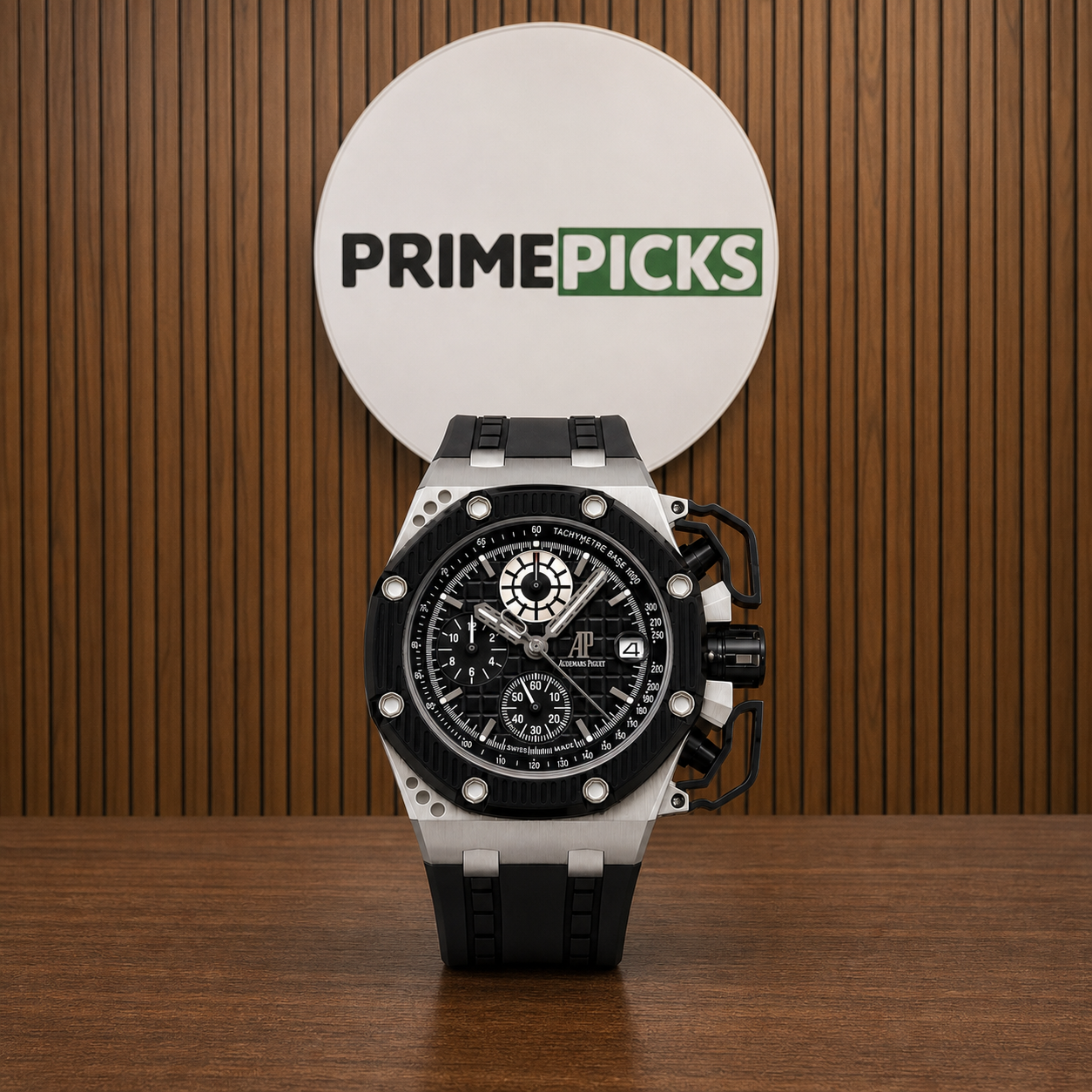 Audemars Piguet Royal Oak Offshore Survivor Black at Primepicks logo wall