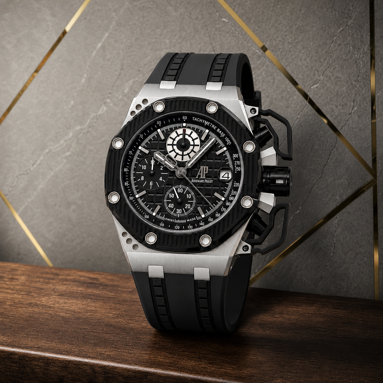 Survivor Black chronograph on Primepicks geometric office wall