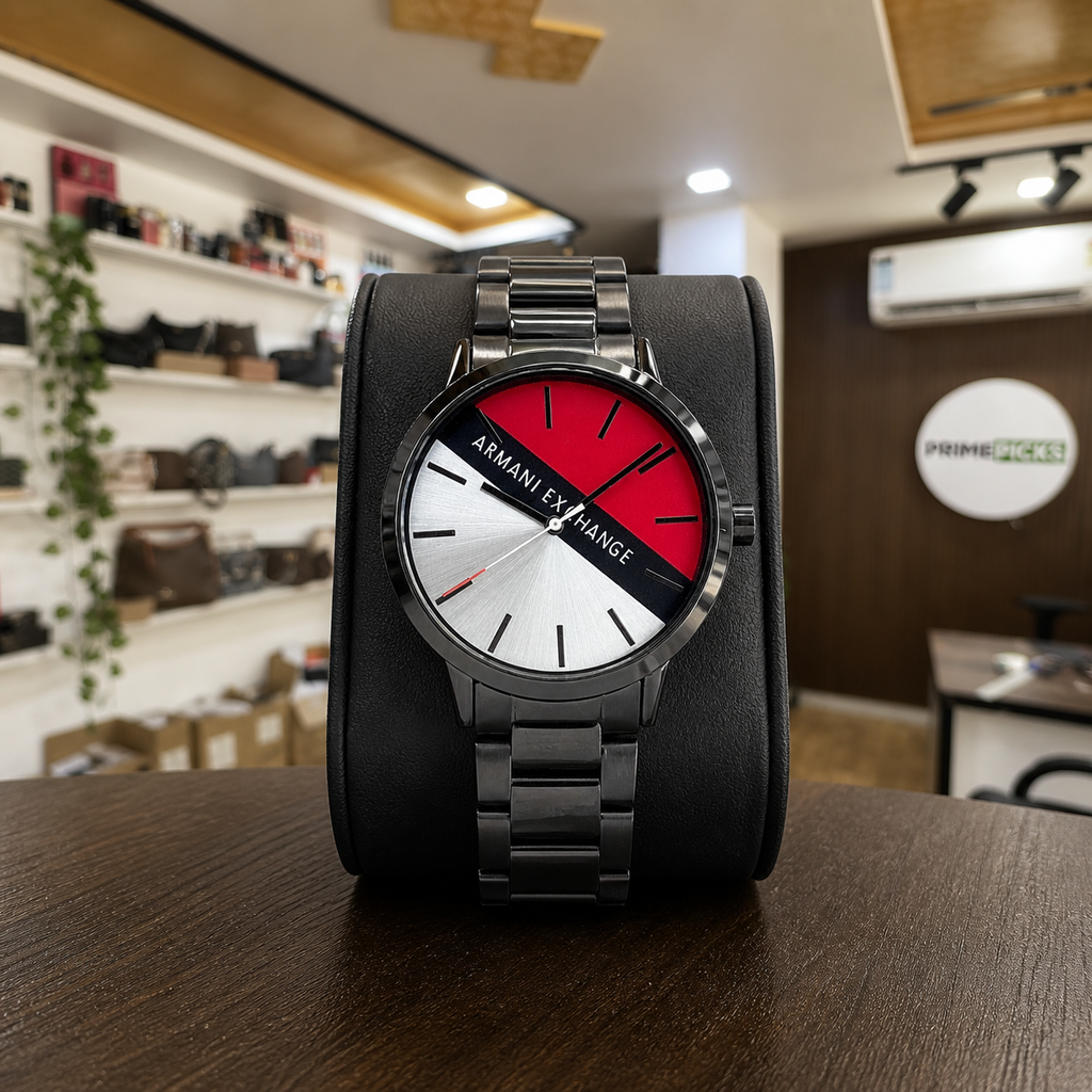 Armani Exchange AX2725 Cayde tri-color watch in Primepicks office boutique