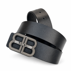Balenciaga Black BB Buckle Belt on white background