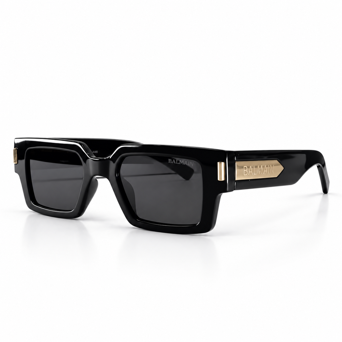 Balmain - Geometric Square Dark Lens - Sunglasses on white background
