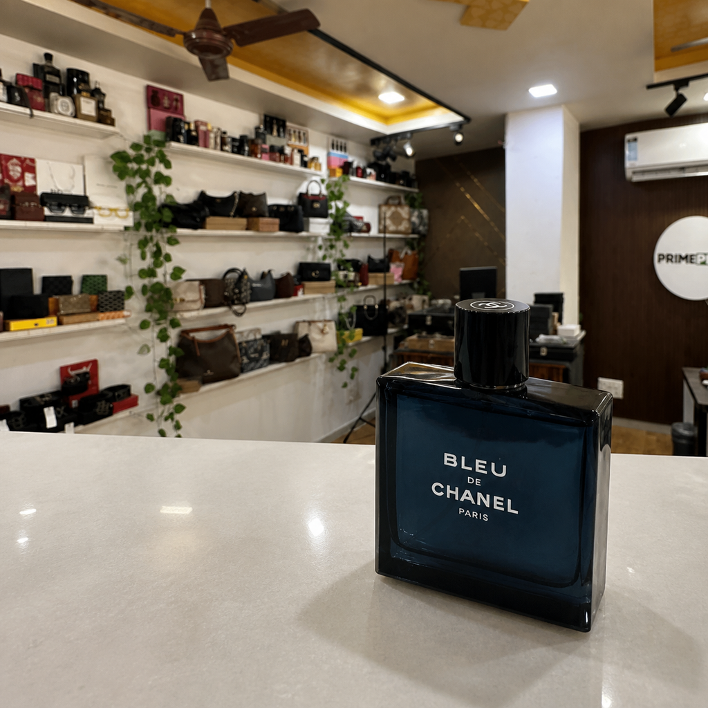 Bleu de Chanel perfume bottle inside the PrimePicks store