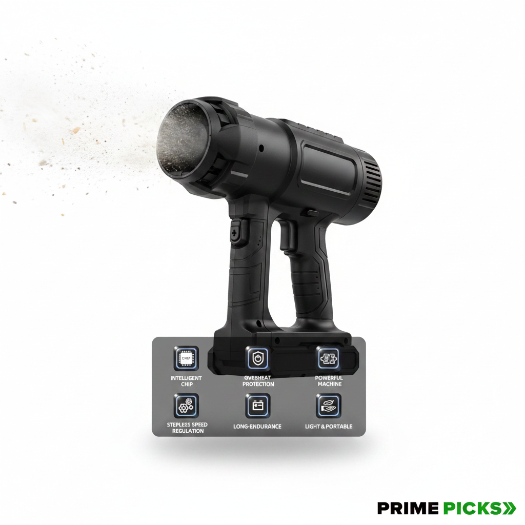 Primepicks  High Power Electric Air Blower for Cleaning – Portable Dust Blower with Strong Air Flow, Multi-Purpose Cleaning Tool for Computer, Keyboard, Car Interior, Home Appliances & Workshop Use