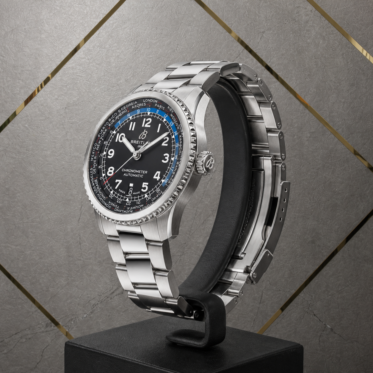 Breitling Aviator 8 B35 silver bracelet and case profile