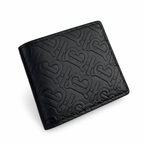 Burberry Black Embossed Monogram Wallet on white background