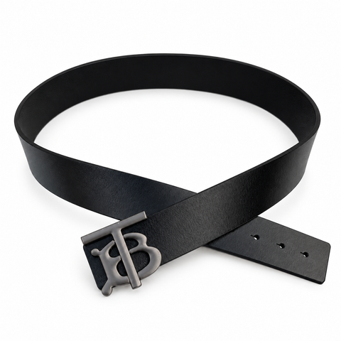 Burberry Black TB Buckle Belt on white background