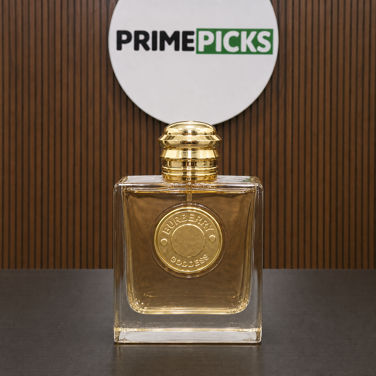 Burberry Goddess Eau de Parfum 100ml bottle at the PrimePicks office sign