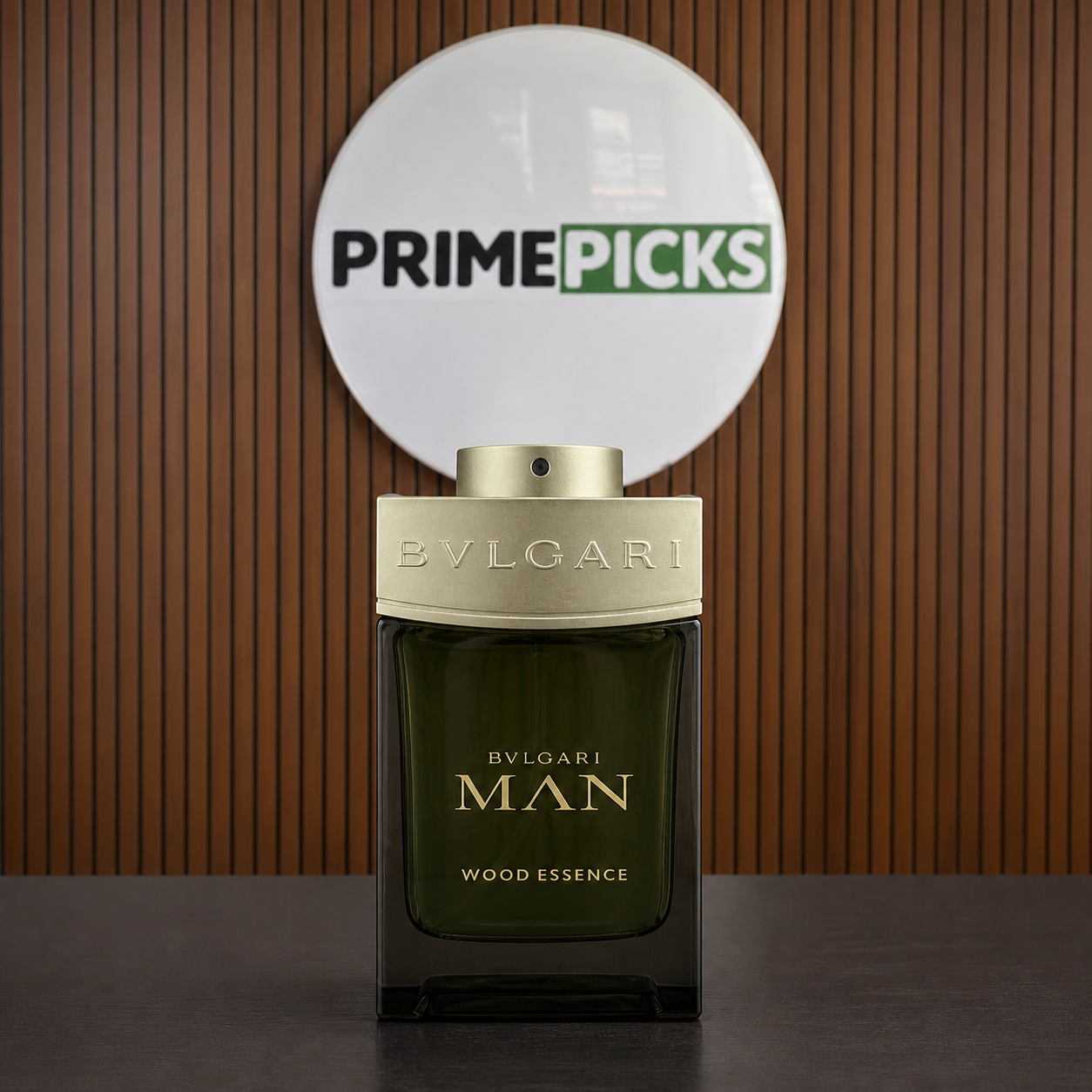 Bvlgari Man Wood Essence Eau de Parfum 100ml bottle at the PrimePicks office
