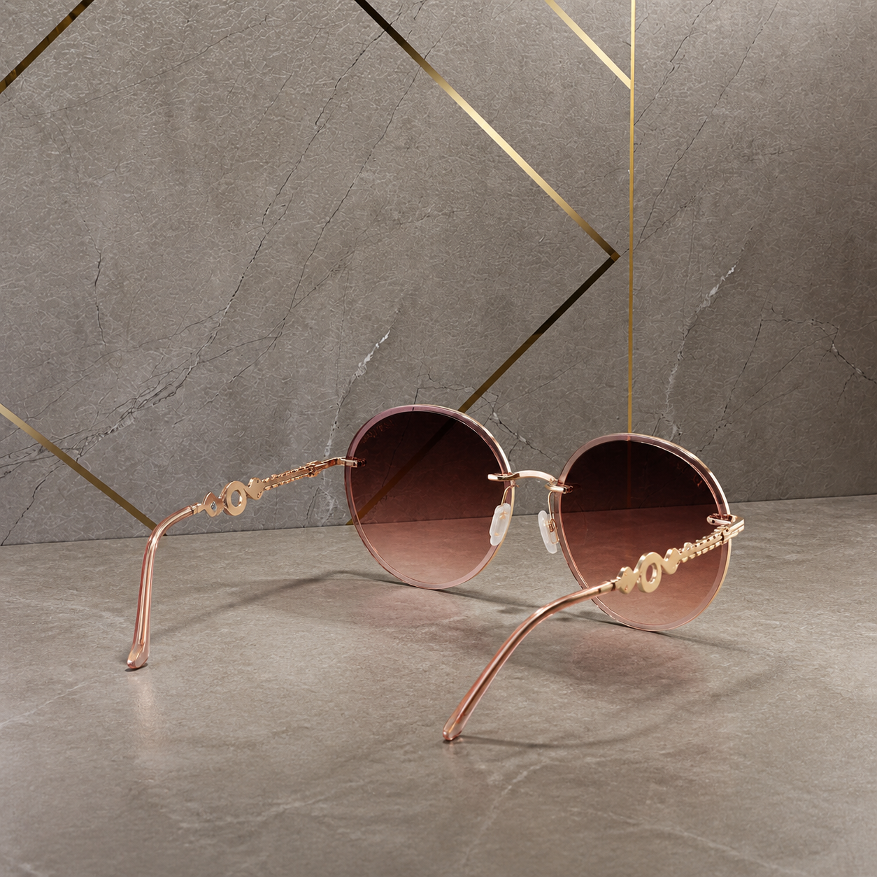 Bvlgari rose-gold round gradient sunglasses alternate view at PrimePicks