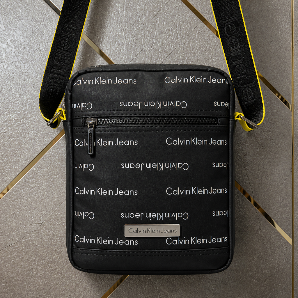Calvin Klein Jeans messenger bag front zip and logo details