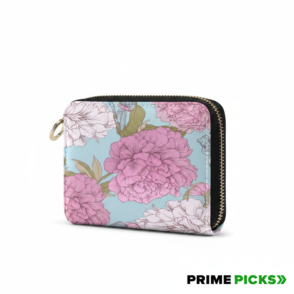 Primepicks PU Leather Zipper Card Case Wallet Credit Card Holder with 9 Card Slots