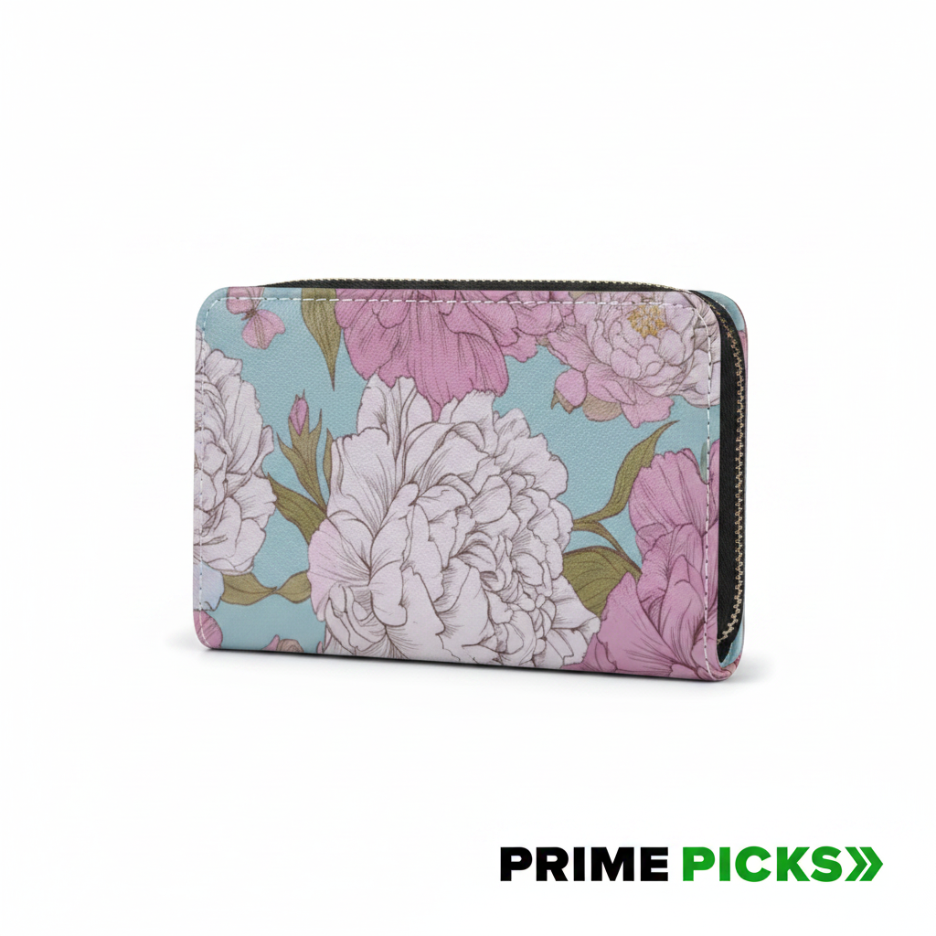 Primepicks PU Leather Zipper Card Case Wallet Credit Card Holder with 9 Card Slots