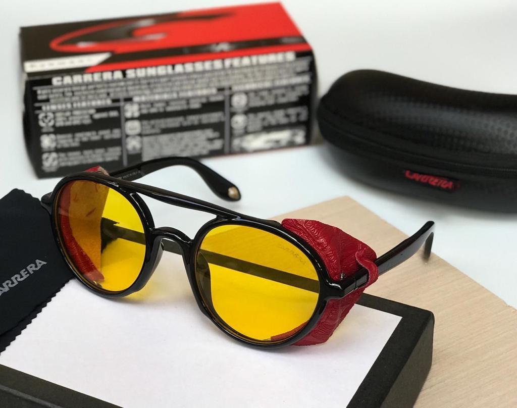 Carrera - Side-Shield Round Yellow Lens - Sunglasses with supplied box
