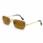 Cartier - C Detail Rimless Rectangular - Sunglasses on white background